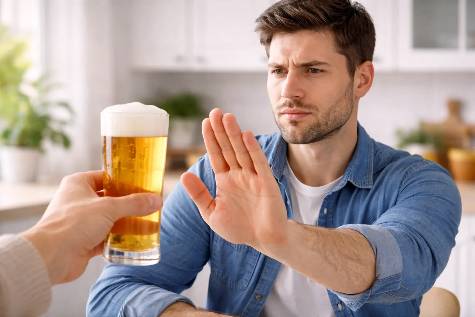 Мужчина отказывается от пива